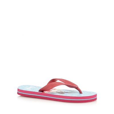 bluezoo Girls' pink dog print flip flops